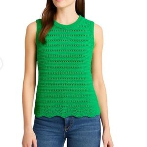 J. Crew Factory Green Crochet Sweater Tank